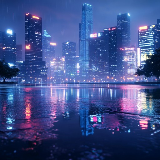 An instrumental dubstep track that layers smooth, chilled beats over atmospheric sounds of the city at night. Soft synths, mellow basslines, and subtle sound effects create a dreamy soundscape reflecting the serene and contemplative mood of wandering through quiet urban streets under the glow of neon lights.