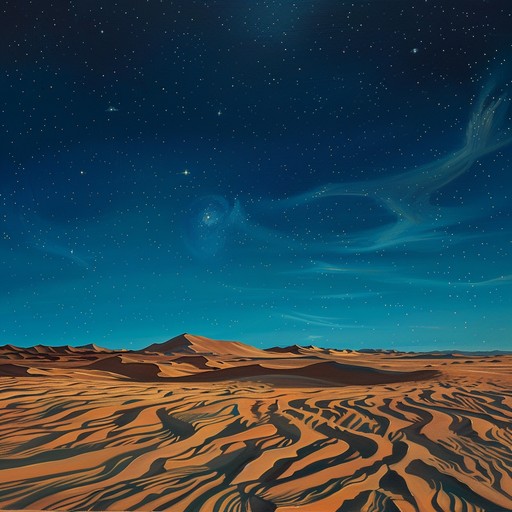 Imagine the haunting beauty of a vast desert landscape, the wind swirling up sand as the night sky unveils a cosmic dance of stars. This track captures the mysterious elegance of ancient arabian melodies, fused seamlessly with ambient electronic textures, evoking a sense of otherworldliness. Perfect for deep introspection or a meditative journey through time and space.