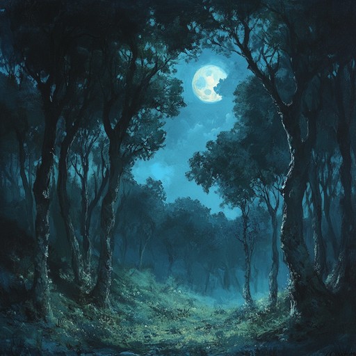 This tranquil dark folk composition evokes the mystical serenity of a moonlit forest, with acoustic guitar melodies flowing like whispers through the trees, creating a reflective and melancholic ambiance.