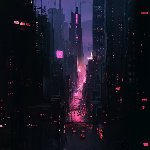 A dark and atmospheric cyberpunk instrumental piece featuring distorted synths and glitchy beats, creating an unsettling futuristic mood.