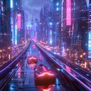 synthetic beats propelling through a neon soaked dystopia landscape