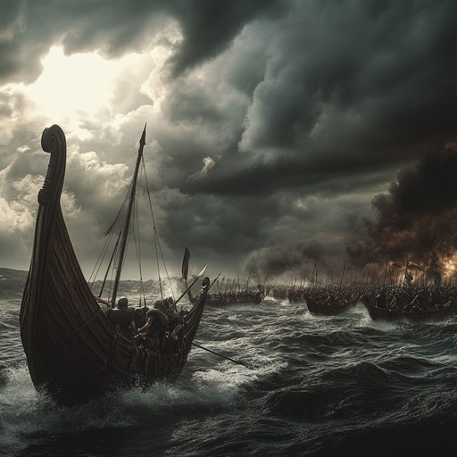 Imagine a musical interpretation of the mythical norse tales, where each note and tone represent the gods’ might and nature's forces. This powerful composition merges robust orchestral sounds with elements of ancient norse music, aiming to evoke a strong sense of epic grandeur and timelessness.