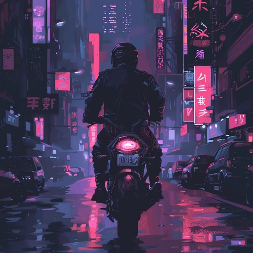 Cruising through the neon-lit streets of a dystopian megacity on a hoverbike, taking in the sights and sounds of the seedy underbelly. Pulsing basslines, glitchy synths, and haunting melodies paint a vivid picture of a world on the brink of collapse.