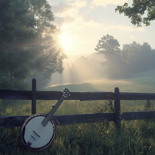 An instrumental bluegrass composition featuring gentle banjo harmonies that evoke the peaceful ambiance of an early morning in the appalachian mountains, where mist rolls over the hills and the first light of dawn bathes the landscape.