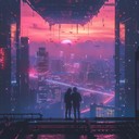 a synthwave track evoking futuristic, passionate love under neon skies.