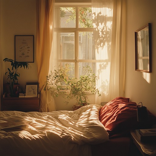 A soothing instrumental with gentle guitars, delicate synths, and a bouncy backbeat that evokes the feeling of the first morning rays lighting up a cozy bedroom. Perfect for a leisurely wake up, relaxed afternoons, or unwinding at the end of the day.