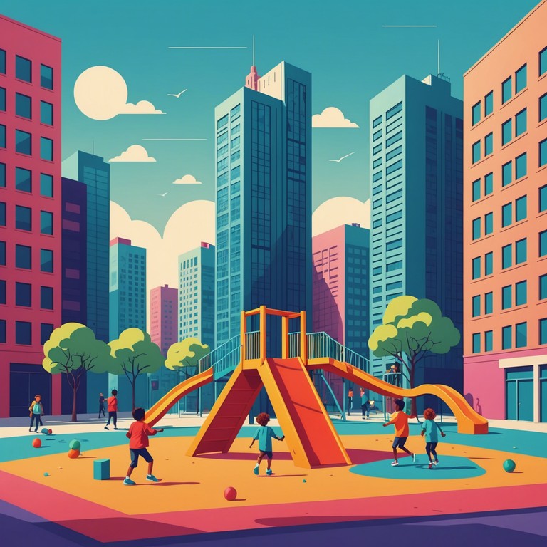 This instrumental captures the lively essence of children playing in an urban playground, filled with joyous rhythms and a playful melody that reflects the diverse sounds of the city.