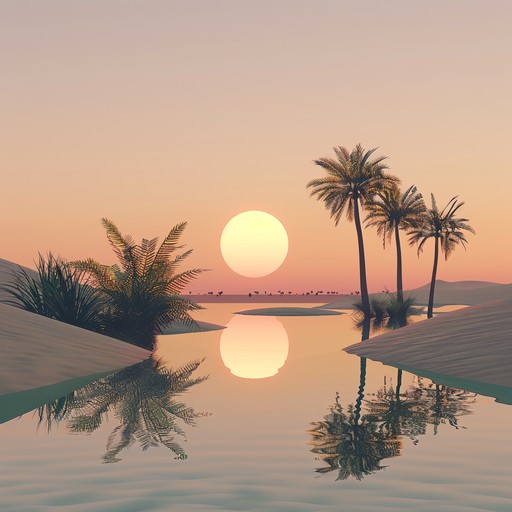 Picture yourself at a desert oasis, under the enchanting glow of a setting sun, where the soft strumming of an oud fills the air with warmth. The tranquil soundscape captures the serene beauty and intimate connection of the landscape and its people.