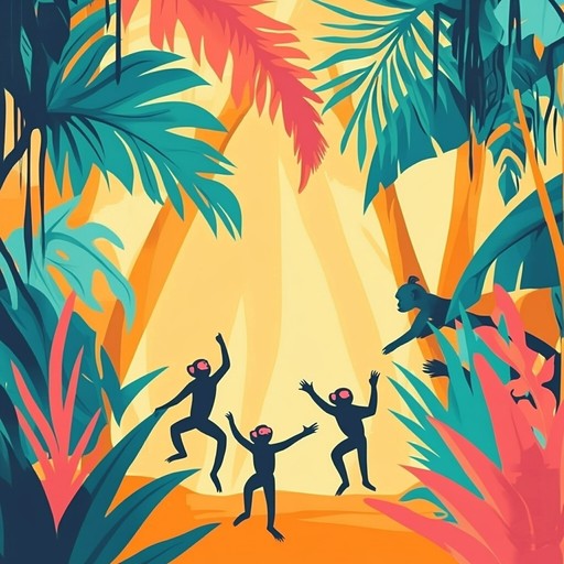 A vibrant instrumental mambo piece that encapsulates the playful antics of mischievous monkeys dancing in a tropical jungle, featuring upbeat rhythms and cheerful melodies that invite listeners to join the fun.