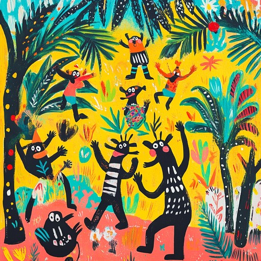 An exhilarating instrumental mambo that brings to life the spirited energy of the jungle, with lively trumpets and infectious beats evoking a festive atmosphere.