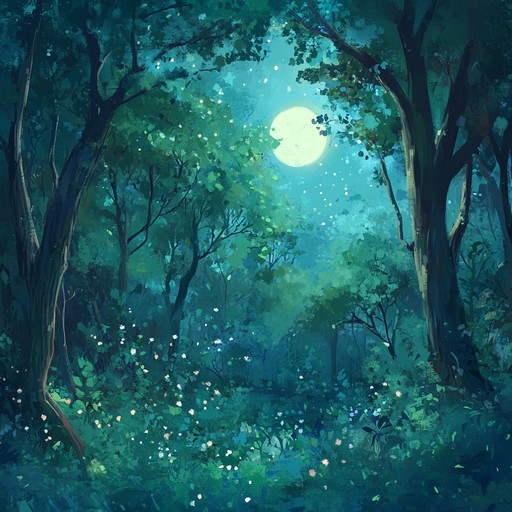 An ethereal melody transports you to a magical, serene forest filled with whispering trees and glimmering lights, evoking a sense of loneliness wrapped in awe and wonder