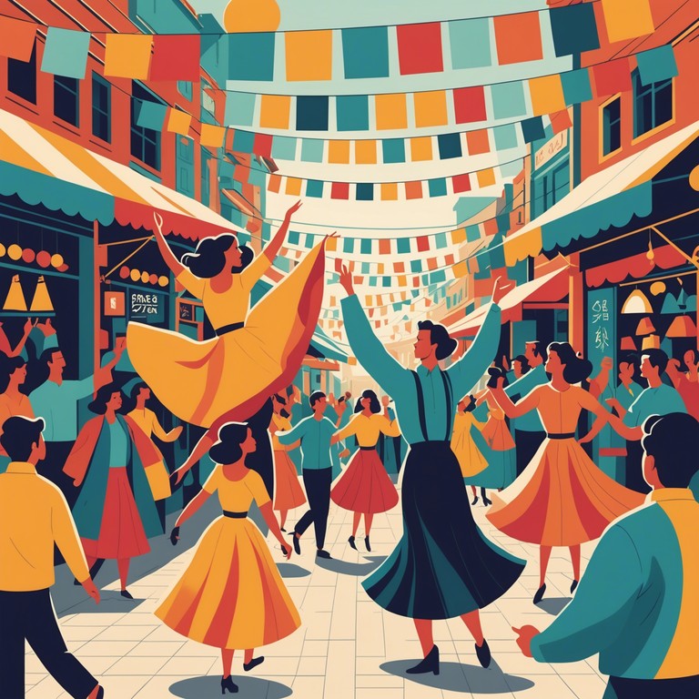 This piece captures the vibrant spirit of a festive celebration in the heart of the middle east, blending traditional melodies with modern rhythms to evoke the joy and unity of a community gathering.