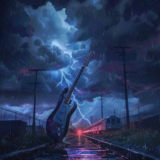 Imagine a powerful, emotional blues piece that takes the listener on a late night train ride through a stormy landscape. The intense guitar solos capture the raw energy and deep sorrow, embodying the essence of traditional blues but with a modern, electrifying twist.