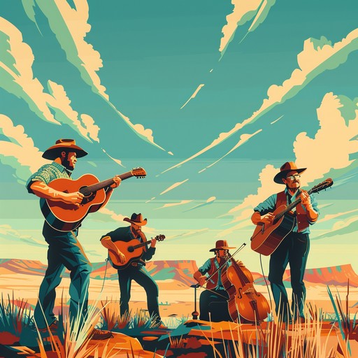 A fast-paced, toe-tapping bluegrass tune featuring intricate banjo picking, fiddle solos, and driving acoustic guitar rhythms. Perfect for a lively square dance or a summer festival.