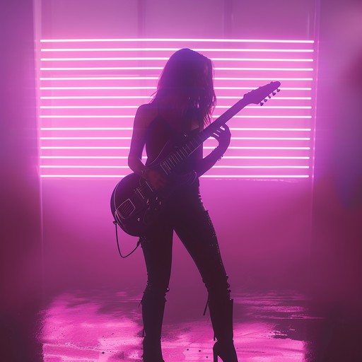 Feel the adrenaline rush in a galactic chase through neon lit space. This track melds high energy guitar solos with rhythmic elements that evoke the glamorous and vivid spirit of glam rock. The instrumental composition creates a panoramic auditory experience filled with pulsating soundscapes and dynamic transitions that keep listeners on the edge of their seats.