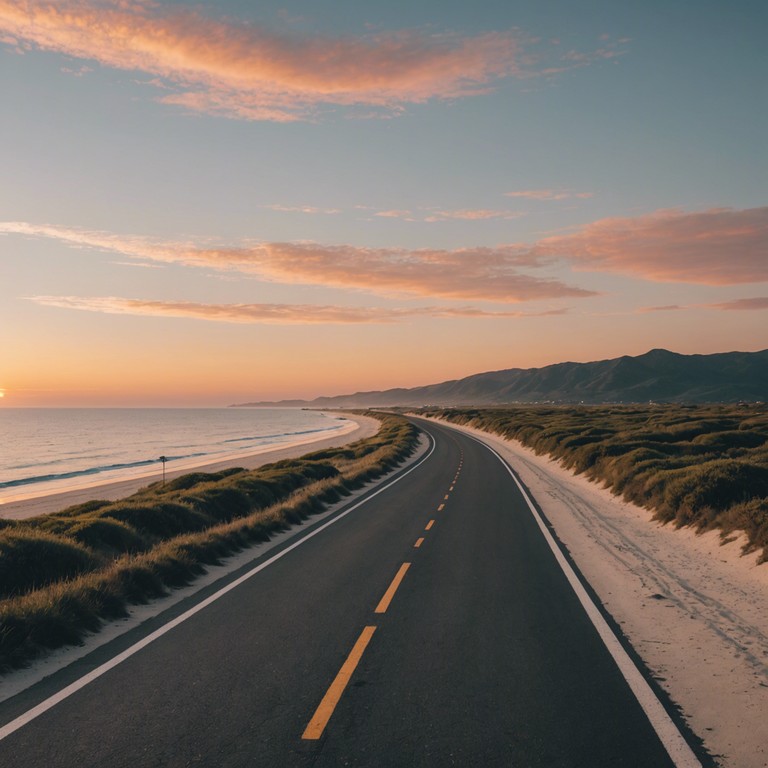 Imagining a leisurely drive during the golden hour along an endless wavy road, a beautiful escape from the mundane, the music envelops the listener in a warm embrace of nostalgia and serene landscapes.