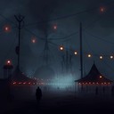 chaotic, dark cabaret with eerie, unsettling atmosphere.