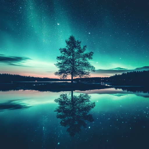 A gentle instrumental featuring lush synthesizers, portraying the serenity and romance of a night in finland under the auroras