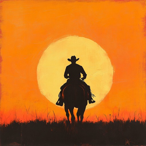 Create an energetic country tune featuring spirited guitar riffs and a driving beat that captures the essence of a thrilling rodeo ride at sunset. The instrumental should make listeners feel like they're galloping across open plains and exuding freedom and excitement.