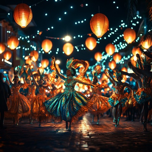 A captivating instrumental blending sultry melodies with vibrant carnival samba rhythms, evoking a steamy night of dance and allure under glittering festival lights.