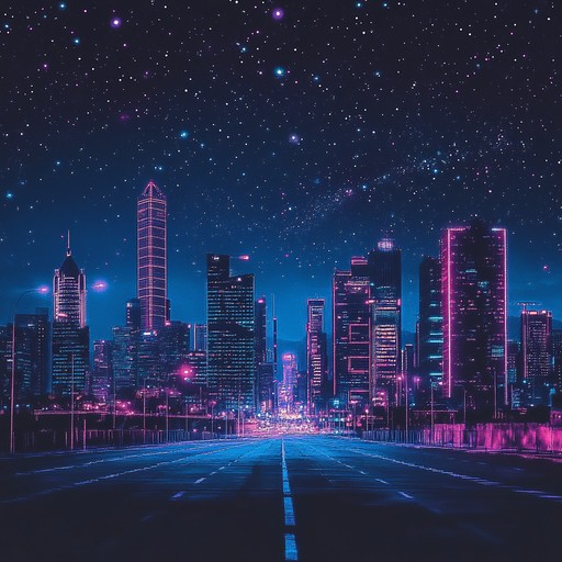 An instrumental track that blends expansive synthesizer melodies with driving beats, creating a grand and uplifting synthpop experience set in a futuristic landscape.