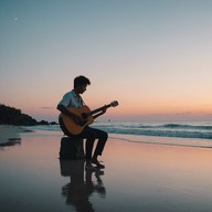 soothing guitar rhythms by ocean waves