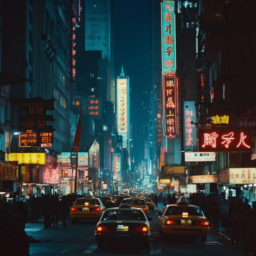 An electrifying pop instrumental capturing the pulse of a neon lit urban environment, characterized by vibrant synthesizers, infectious grooves, and retro pop flair. Ideal for lively moments and exciting scenes.