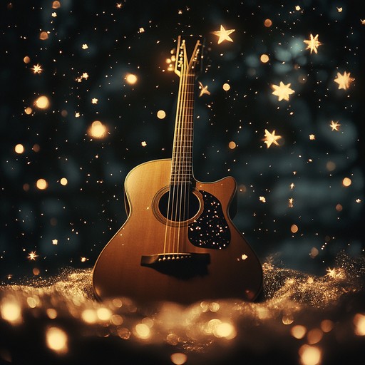 An acoustic guitar weaves tender harmonies, under a starry sky, evoking warmth, intimacy, and a touch of nostalgia, perfect for quiet moments.