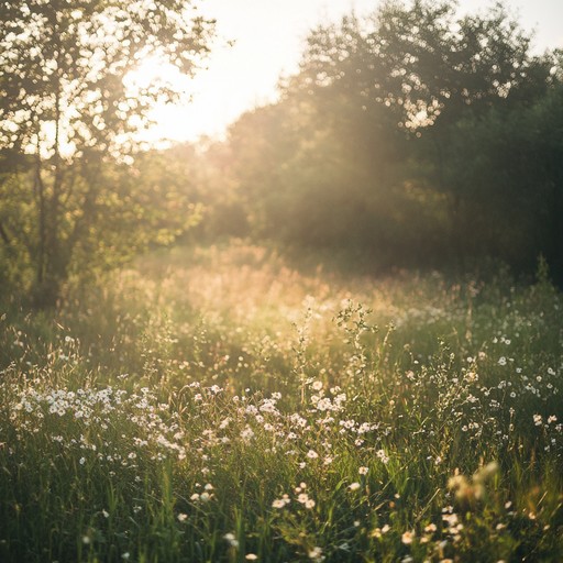 Imagine a serene meadow at dawn where the first rays of sunlight gently warm the earth, awakening the day with vibrant energy. A playful and joyful composition that captures the essence of morning's first light dancing across a lush landscape. The music feels like a refreshing morning breeze, filled with optimism and the promise of a new day.