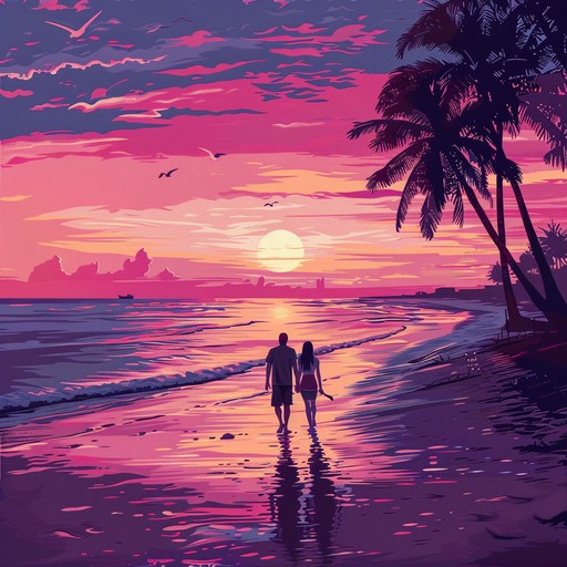 Immerse yourself in a romantic ambiance with this love infused melody that captures the essence of a tropical sunset, enhanced by the soothing sounds of gentle ocean waves.