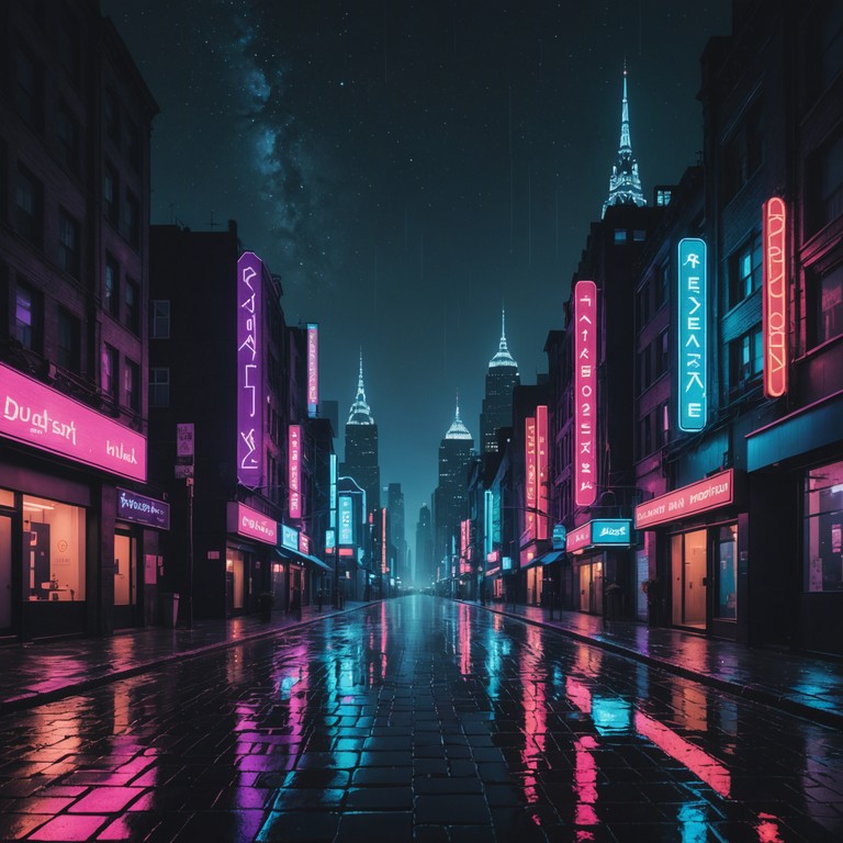 Imagine a bustling cityscape at night, lit by neon signs and faint streetlights. As the night deepens, a sense of mystery pervails, enveloping the city in an enigmatic aura. An instrumental track that captures the essence of an urban adventure, infused with a vintage synth vibe that harkens back to the daring 1980s.