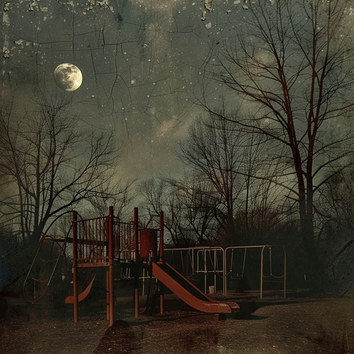 A whimsical yet eerie track drawing you into a haunted playground at dusk, with playful nursery like melodies clashing with unsettling undertones, evoking the feeling of a fantastical adventure gone awry.