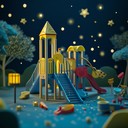 sparkling toy melodies under cosmic skies, playful and nostalgic