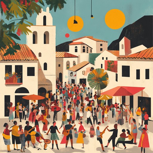 This instrumental track captures the joyful essence of a sunny afternoon in a bustling latin american neighborhood. The carefree samba rhythms, combined with vivacious jazz harmonies, invoke images of street dancers, lively conversations, and radiant sunshine. The music starts with a playful piano melody, soon joined by lively brass and spirited percussion. It continues to build, each section bringing in more layers of rhythmic intricacy and harmonic brilliance, ensuring a dynamic and engaging listening experience.