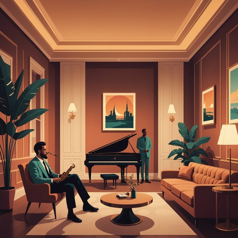 Experience the allure of nightfall captured in jazzy tunes as the saxophone takes the spotlight, complemented by a soft piano backdrop, ideal for nighttime contemplation or an intimate date.