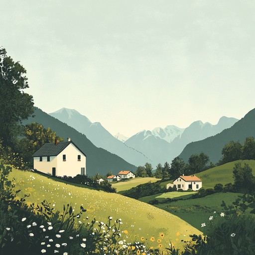 This instrumental composition features a prominent flute melody creating a deeply tranquil atmosphere. With delicate harmonic support, the piece reflects the peacefulness of the alpine regions of germany, offering a gentle and soothing auditory experience.