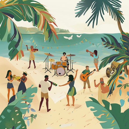 A joyful instrumental that embodies the vibrant and festive spirit of caribbean island celebrations. The piece combines upbeat rhythms, dynamic brass sections, and groovy basslines, creating an energetic and lively atmosphere perfect for dancing and celebrating.