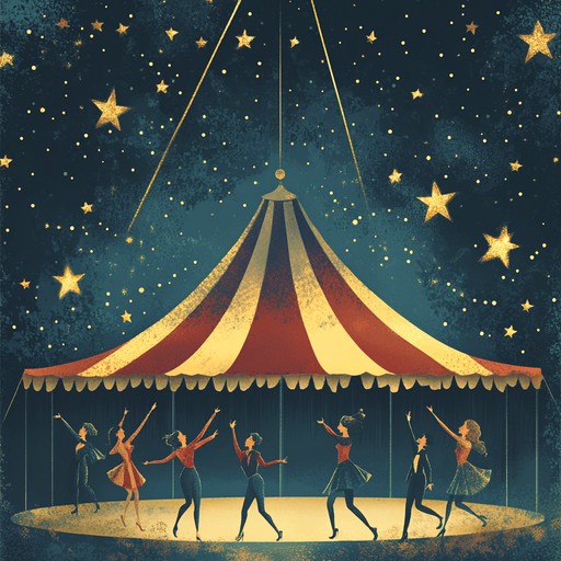 This track spins the lively tale of jesters and acrobats delighting an audience as the moon shines brightly, energizing the crowd and performers alike with its vibrant and joyful rhythms.