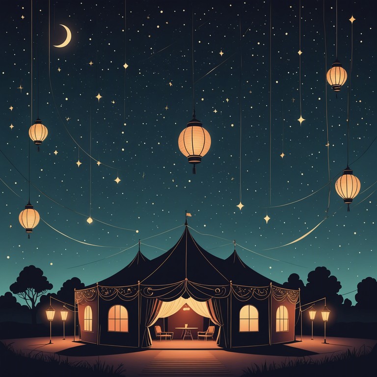 As spectators gather under the faded grandeur of an old cabaret tent, the air thrums with the promise of forgotten stories revived through haunting melodies played on an old accordion, enveloping the space in an aura of enigma and old world charm.