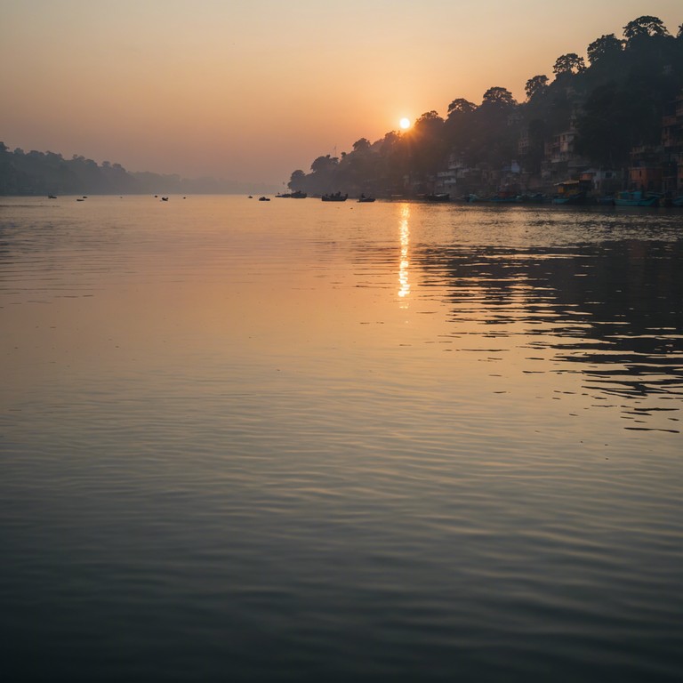 This soothing instrumental captures the essence of a tranquil journey along the ancient ganges river, blending traditional melodies with the flow of water. The song leverages the evocative sounds of the sitar, backed by a gentle drone to mimic the continuous, peaceful flow of the river. This piece acts as a musical bridge between the physical and spiritual, inviting listeners to a meditative experience reflecting the rich cultural history and serene landscapes of ancient india.