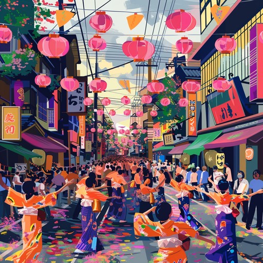 Burst into tokyo's colorful summer festival with this bright and festive j pop track, perfect for creating an exhilarating dance sensation. Lively synthesizer melodies, infectious rhythms, and an atmosphere of pure joy and celebration.