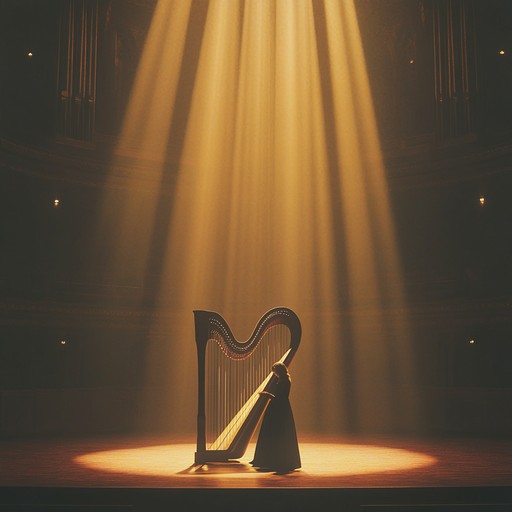 An instrumental composition blending gentle harp melodies with theatrical ambiance, creating a serene soundscape that transports listeners to a place of calm contemplation and dreamy reflections.