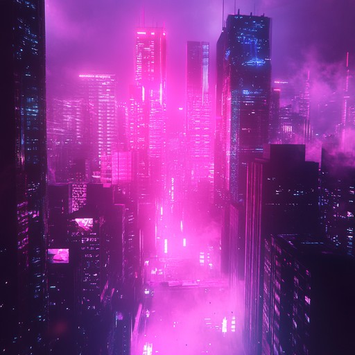 An intense melodic journey with electronic synths, depicting a futuristic city with stark contrasts and vivid imagery. The music embodies the tension and energy of a cyberpunk world.