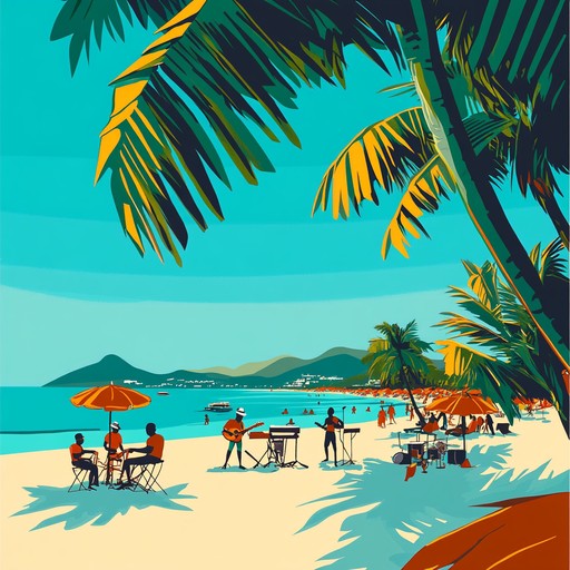 A lively and upbeat bossa nova tune, filled with dynamic guitar patterns, rhythmic percussions, and joyful melodies that radiate the vibrant energy of a tropical landscape, ideal for setting an invigorating and festive mood.