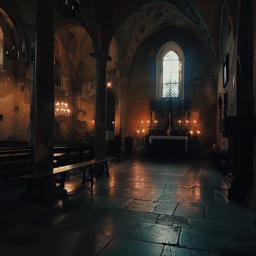 A gothic organ plays a haunting melody, weaving through the traditionally uplifting tones of gospel music. The piece captures an unsettling contrast between light and dark, evoking a sense of foreboding and mystery as if guiding listeners through a haunted sanctuary. The juxtaposition of spiritual elements with sinister overtones creates an atmosphere both reverent and chilling.