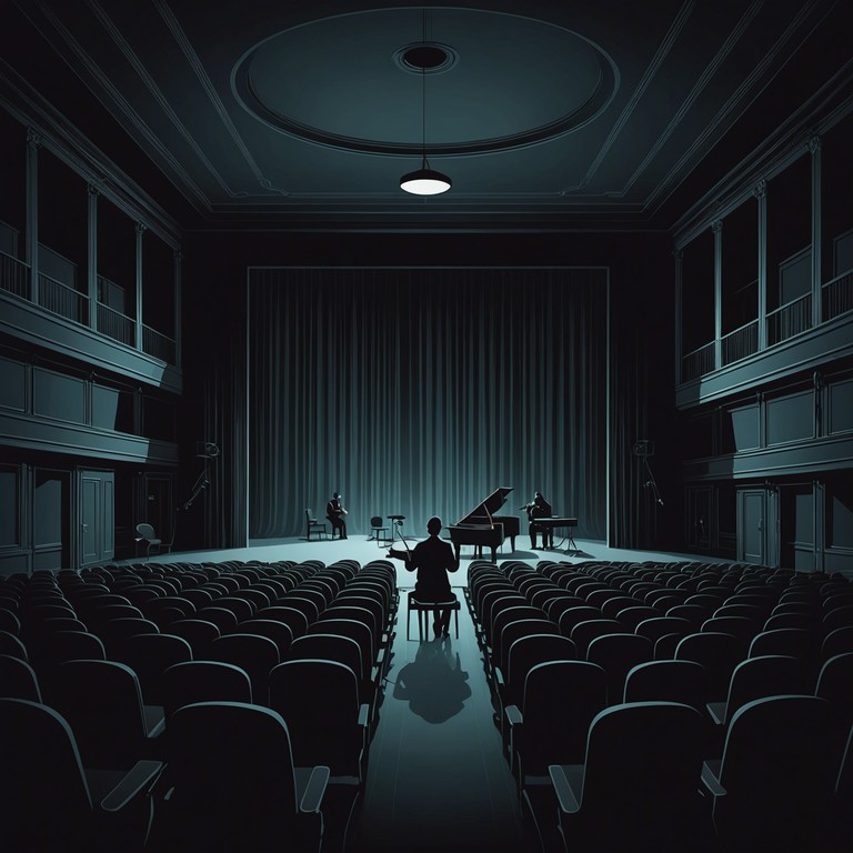 This composition leverages the deep, resonant tones of a full symphony, incorporating eerie, dissonant chords that paint a soundscape of an abandoned, ghostly opera house. The progression builds an atmosphere of suspense and foreboding, perfect for a soundtrack that demands a sensation of lurking dread and spectral beauty.