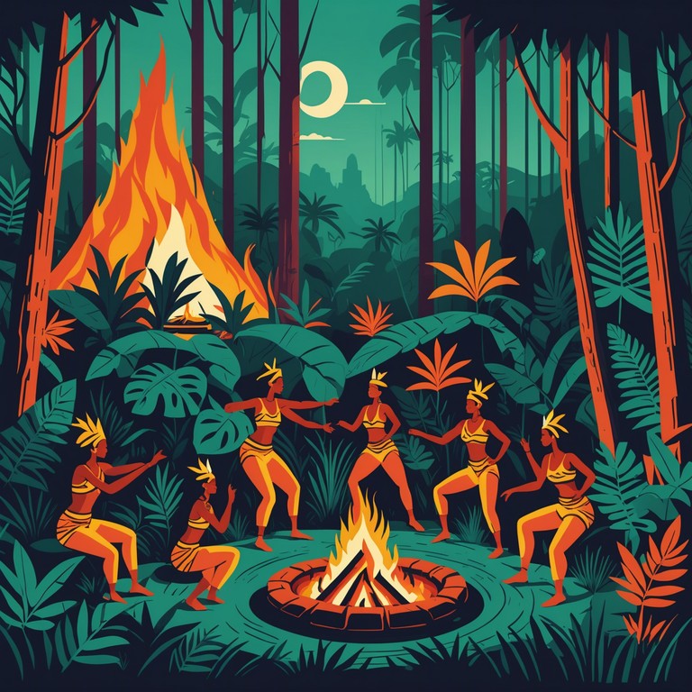 This track embodies a playful, energetic rhythm using traditional tribal instruments. Designed as a joyful celebration of tribal culture and music, it features a lively tempo with playful beats and chirpy melodies that echo through the jungle, providing a vivid auditory experience that invites listeners to dance and rejoice in the playful spirit of tribal festivities.