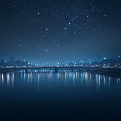 A calming instrumental k pop piece that blends gentle synth melodies to evoke the peacefulness and quiet beauty of seoul's cityscape under the stars at midnight.