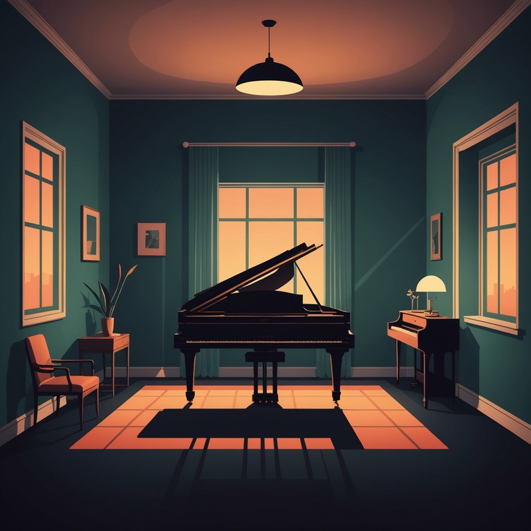 In a stark, minimalist composition, gentle and sparse piano chords resonate within the confines of an otherwise silent ambiance. The sound is reflective, creating an atmosphere of solitude and introspective thought. Each note, played softly yet deliberately, invites the listener to experience the nuanced emotions of being alone without feeling lonely. This piece speaks to those moments of quiet introspection where solitude becomes a comforting presence. It serves as a musical companion to silent meditations and lonely nights.