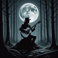 chilling strumming under moonlight’s embrace